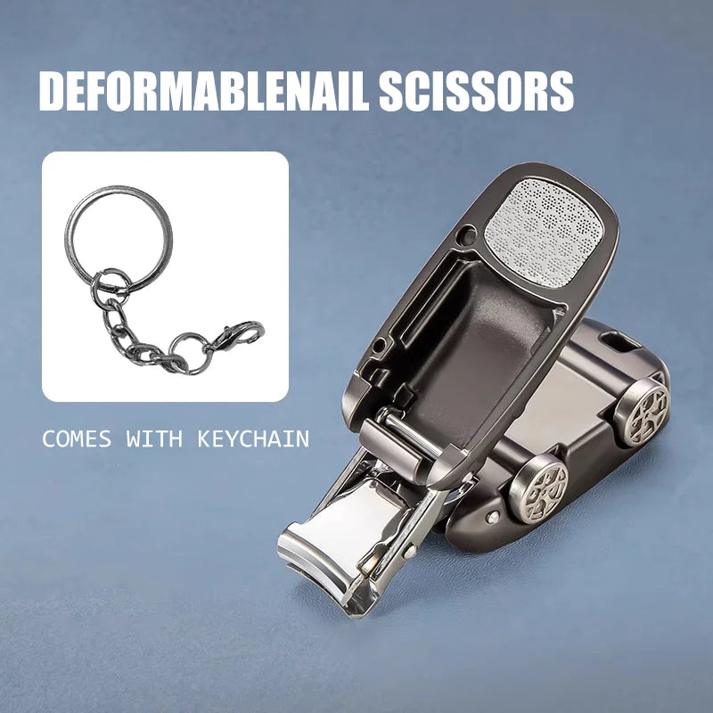New Creative Anti Splash Car Folding Nail Clipper Keychain Nail Clipper Portable Nail Clipper Backpack Hanging Chain Keychain Peaceful Pleasures Health and Wellness black