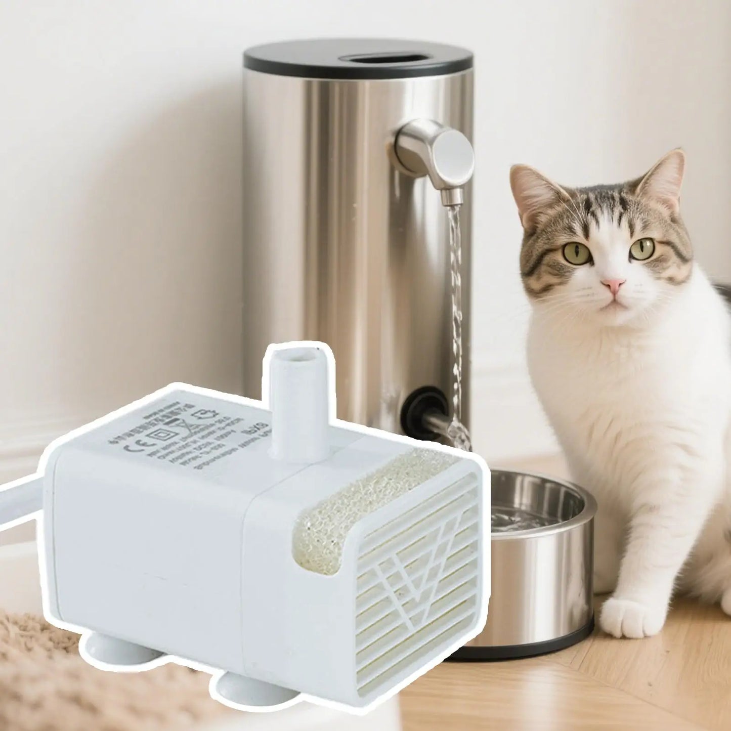 Ultra Quiet Cat Fountain Pump – USB Submersible Pet Water Pump