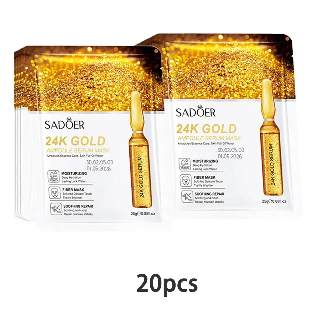 24K Gold Vitamin C Face Mask Set – Moisturizing & Firming Peaceful Pleasures Health and Wellness Type A 20pcs