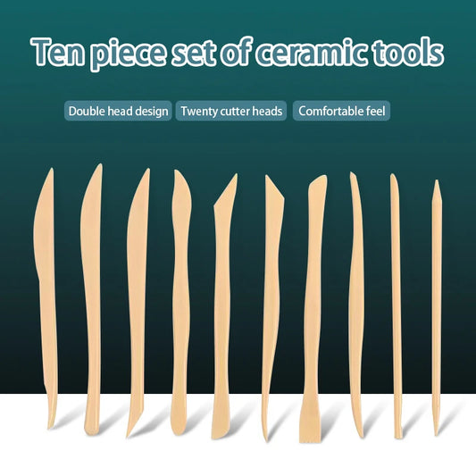 10 Pcs Clay Sculpture Tool Set Carving Diy Wooden /Plastic Pottery Knife Tools For Lovers Ceramice Art Craft Shaping Clay Strip Peaceful Pleasures Health and Wellness