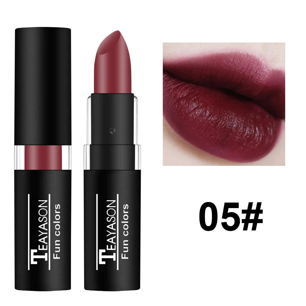 TEAYASON 12-Color Matte Lipstick – Waterproof Long-Lasting