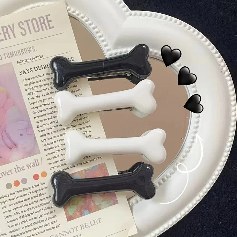 2 PCs Cute Solid Color Bone Shape Barrettes Cute Hair Clips Stylish Barrettes Suitable for Daily Use Barrettes Peaceful Pleasures Health and Wellness