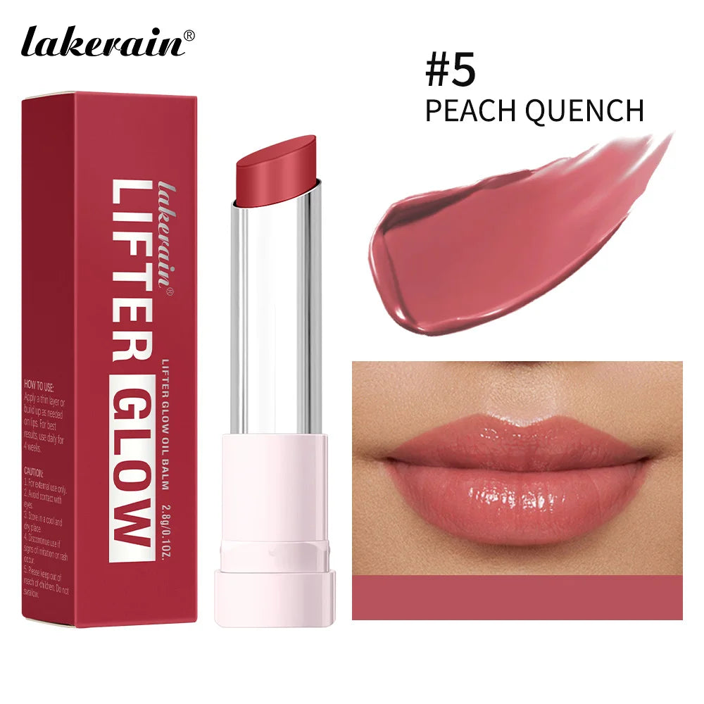 Lakerain Glow Lip Oil Balm Long Lasting Moisturizing Nourishing Daily Care Lip Balm Smooth-melt Softness Texture Natural Makeup Peaceful Pleasures Health and Wellness PEACH QUENCH