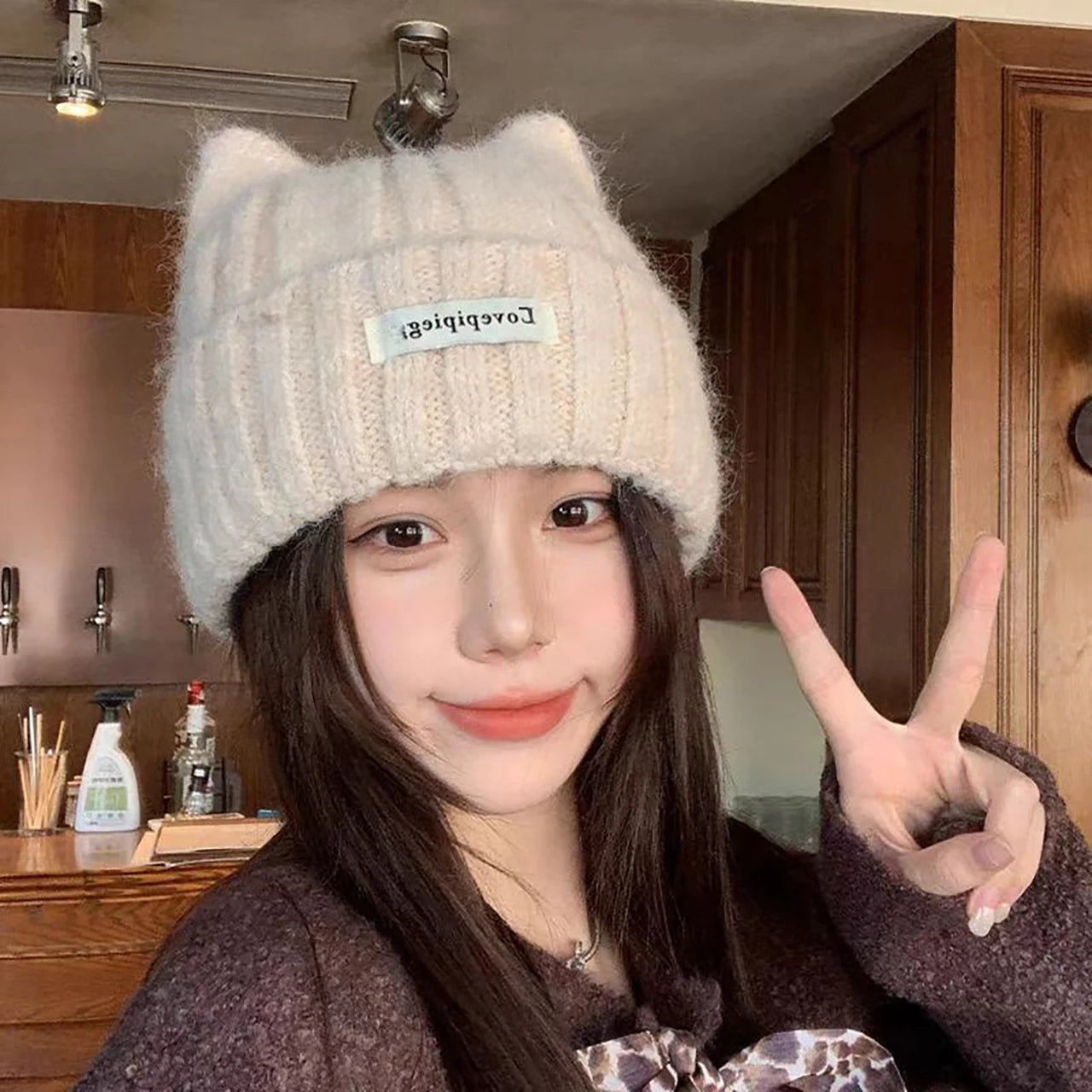 Women's Cat Ear Beanie – Warm Winter Knit Hat