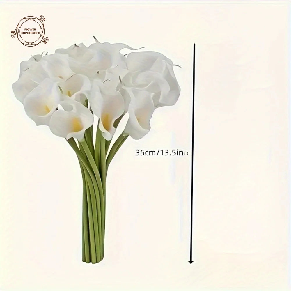 13pc Artificial Calla Lily Bouquet – PU Touch Wedding & Home Décor