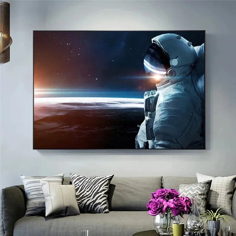 Surrealism Space Galaxy Canvas Wall Art | Stars & Planets Print