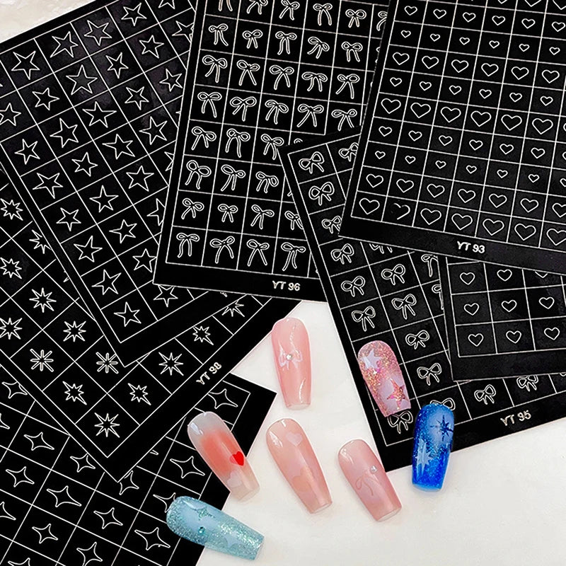 Airbrush Stencil For Nails Heart Bow Stars Pattern Hollow Nail Sticker Templates For French Manicure Tips Nail Design Peaceful Pleasures Health and Wellness