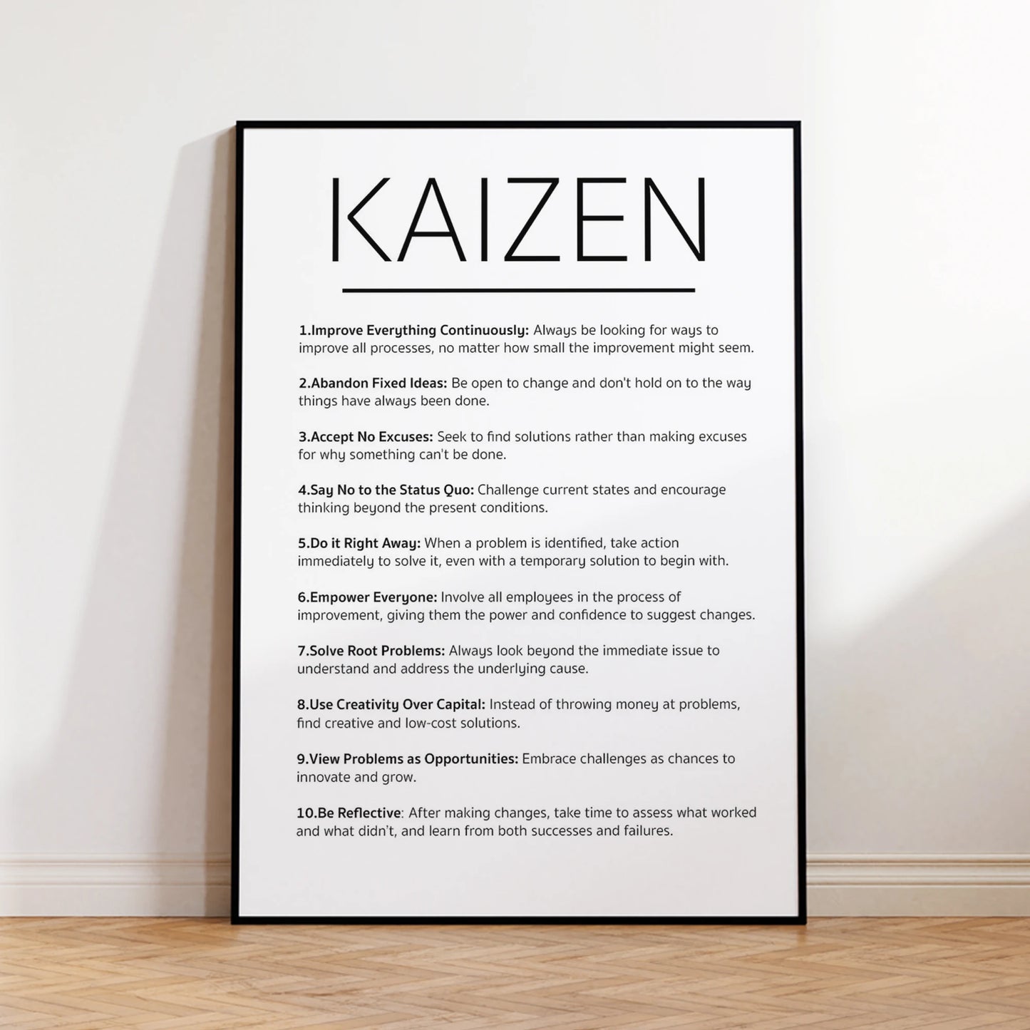 Kaizen Minimalist Canvas Wall Art Print | Motivational Decor