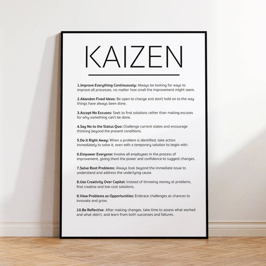 Kaizen Minimalist Canvas Wall Art Print | Motivational Decor Motivational Canvas Print Peaceful Pleasures Health and Wellness G4307 40x50cm Unframed