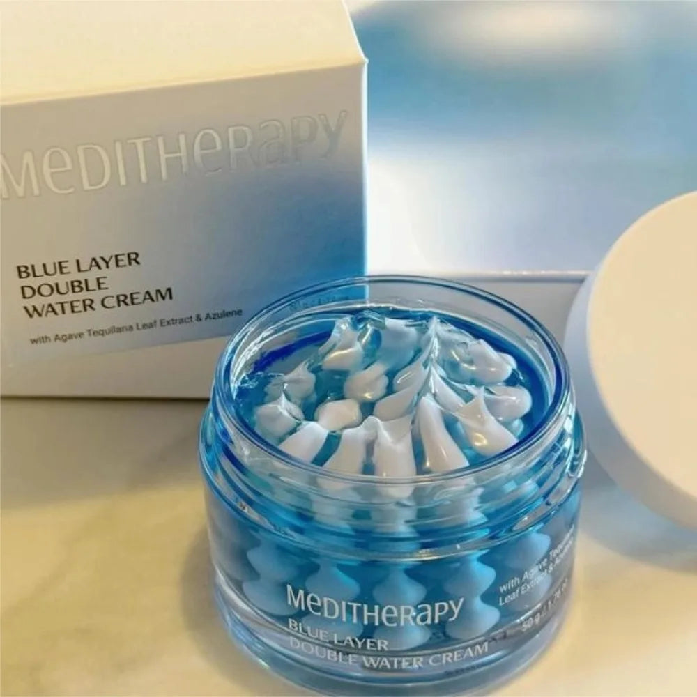 Meditherapy Blue Layer Double Water Cream With Agave Tequilana Leaf Extract Azulene 50g Original Nourish Hydrating Capsule Cream Peaceful Pleasures Health and Wellness