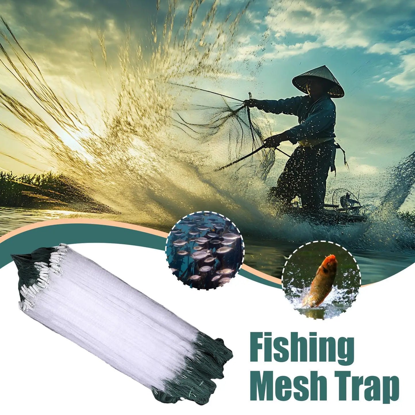 Professional Gillnet Fishing Cast Net | Single-Layer | 8–30m