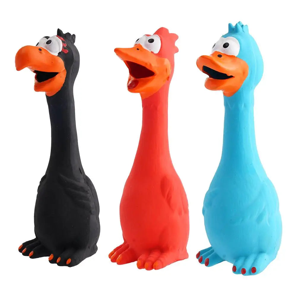 Squeaky Latex Dog Chew Toys – Bone, Ball & Chicken Set