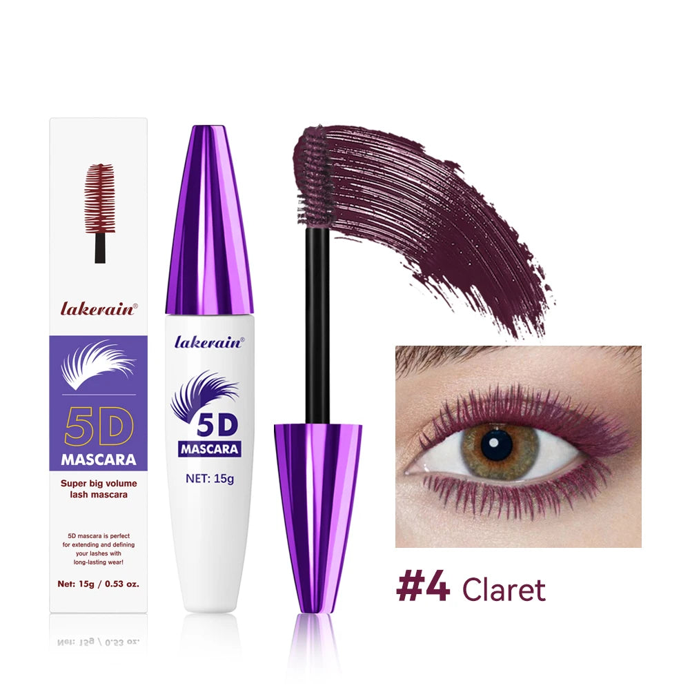 5D Mascara Waterproof Thickening Lengthening Curling Liquid Fiber Mascara Long-Lasting Curling Eyelash Extension Cosmetics Peaceful Pleasures Health and Wellness 4claret