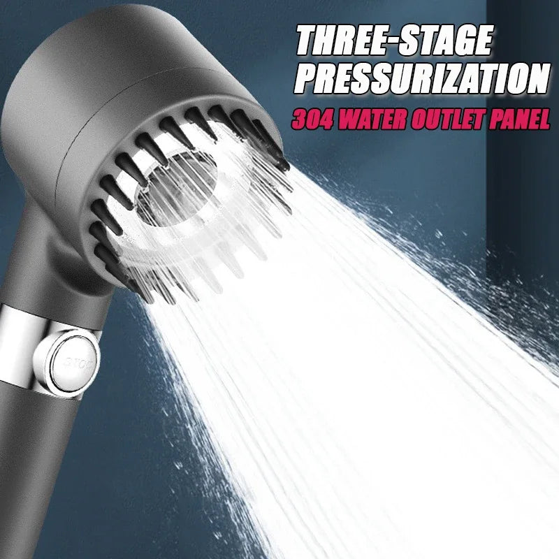 3-Mode Filtered Shower Head with Massage Brush & Rain Spray