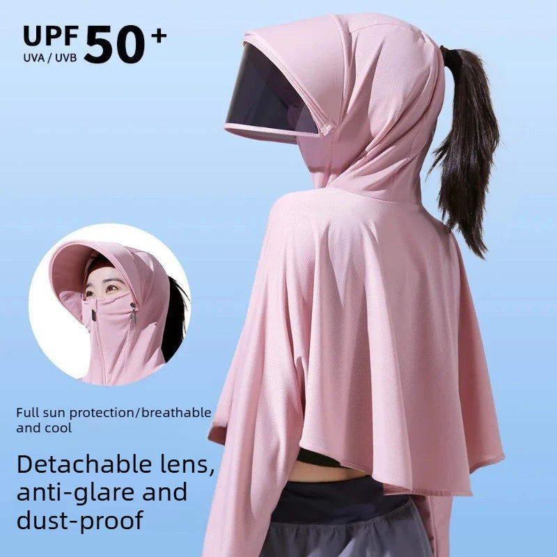 Women's UV Protection Ice Silk Jacket with Face Mask & Neck Gaiter