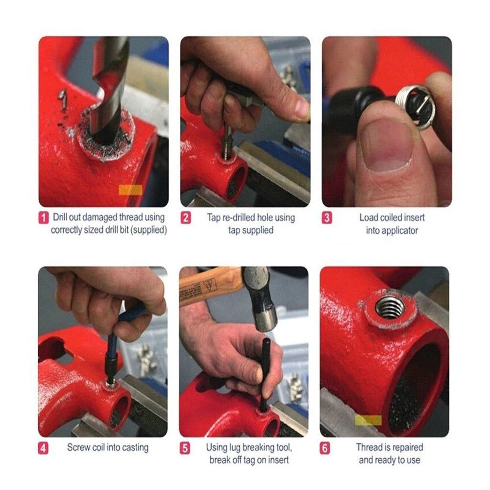 15-Pc Metric Thread Repair Kit M5–M14 | Helicoil Insert Tool Set