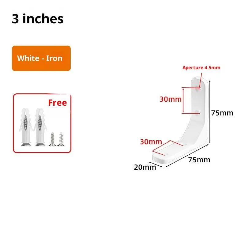1PC Wall Mounted Shelf Angle Brackets Industrial Floating L Shelf Bracket Thick Heavy Duty Peaceful Pleasures Health and Wellness 1pc White 75x75mm