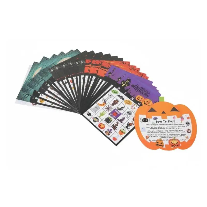 Halloween Bingo Game Set for 24 Players – Reusable Party Cards