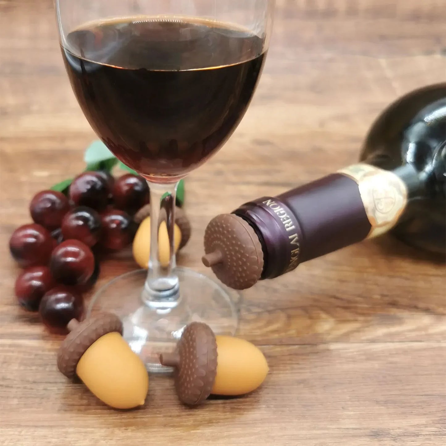 Silicone Wine Bottle Stoppers – Pinecone & Chestnut Design Wine Bottle Stopper Peaceful Pleasures Health and Wellness