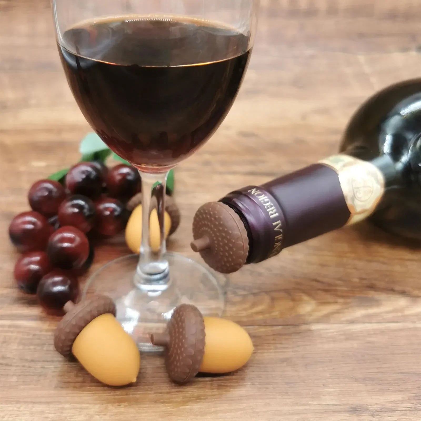 Silicone Wine Bottle Stoppers – Pinecone & Chestnut Design Wine Bottle Stopper Peaceful Pleasures Health and Wellness