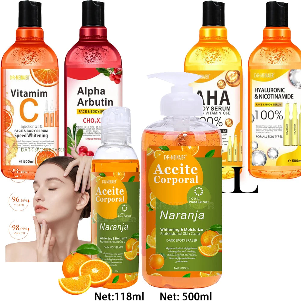 500ML Vitamin C AHA HYALURONIC& NICOTINAMIDE Face Serum Spots Eraser Corrector Whitening Moisturizing Lightening Body Cream Peaceful Pleasures Health and Wellness