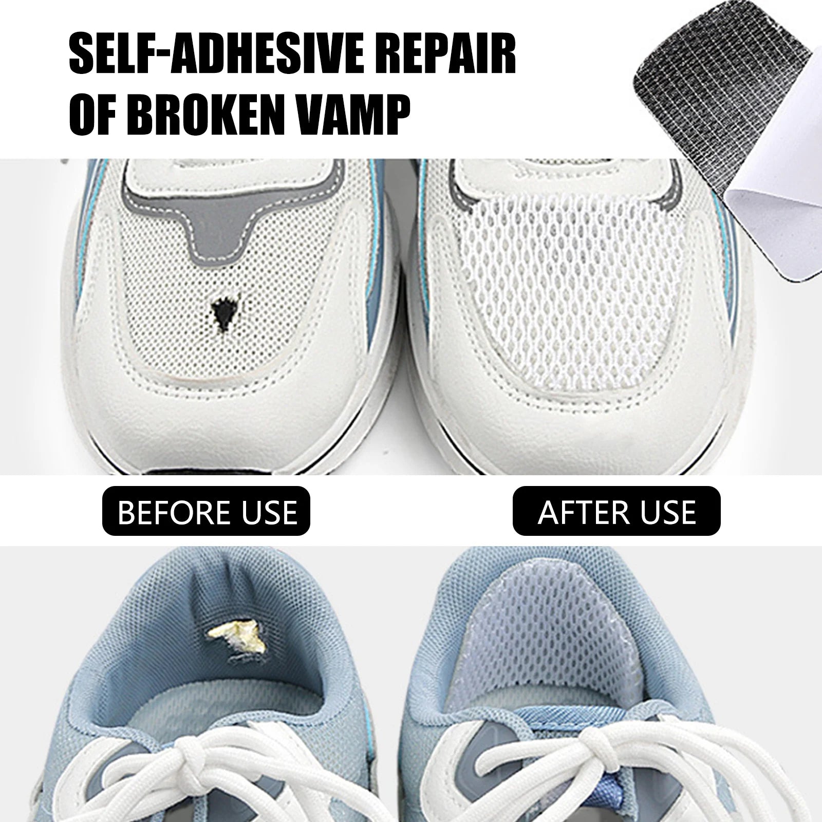 Self Adhesive Shoe Repair Patches 2PCS Invisible Sneaker Mesh Liner Reinforcement Anti Slip Heel Protector For Shoes Peaceful Pleasures Health and Wellness
