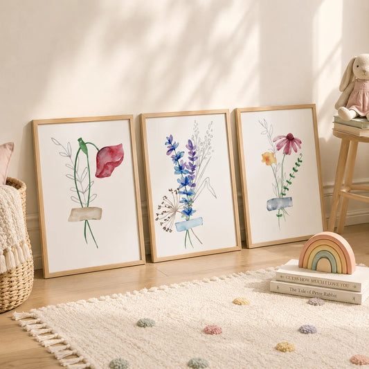 Boho Plant Flower Wall Art, Nordic Wildflower Botanical Canvas Painting, Minimalist Poster Print for Living Room Bedroom Decor Peaceful Pleasures Health and Wellness