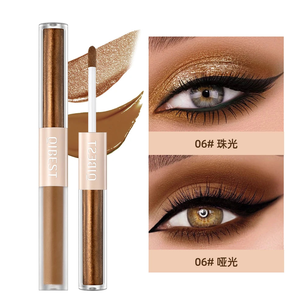 QIBEST Double-ended Flash Liquid Eyeshadow Contour Blush Pigment Silk Flash Matte Natural Blush Makeup Cream Peaceful Pleasures Health and Wellness 6