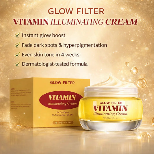GLOW FILTER VITAMIN illuminating Cream Vitamin C & 5% Niacinamide Dark spots Cream for Women, Glowy, Lightweight Hydration,50ml Peaceful Pleasures Health and Wellness