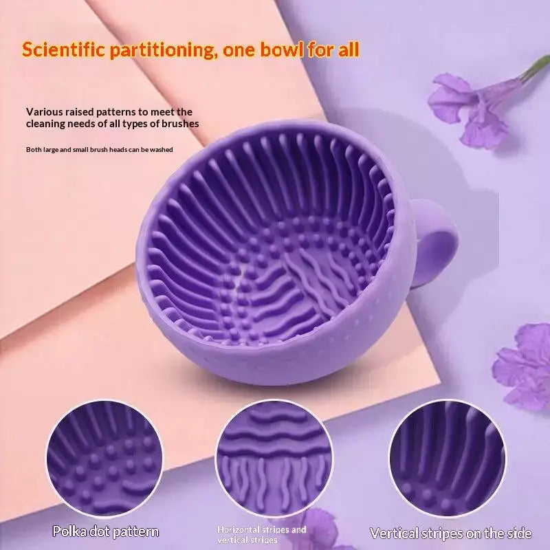 Non-Slip Silicone Makeup Brush Cleaning Bowl & Scrubber