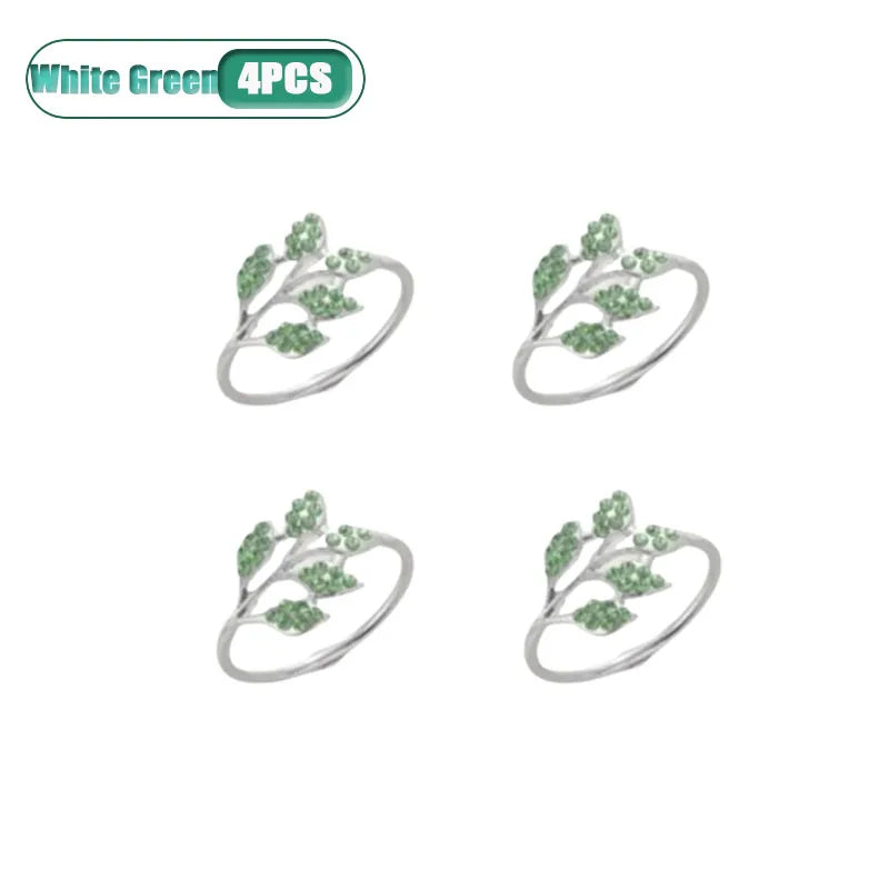 Metal Napkin Rings Green Leaf | Wedding & Party Table Decor