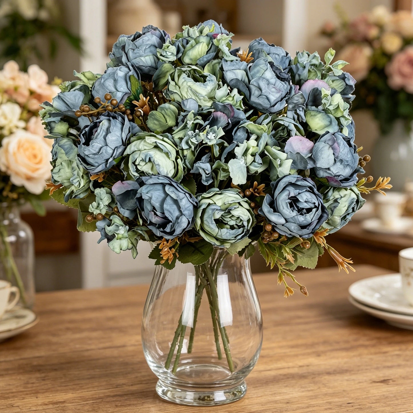 Artificial Silk Peony Bouquet – Wedding & Home Décor Faux Flowers