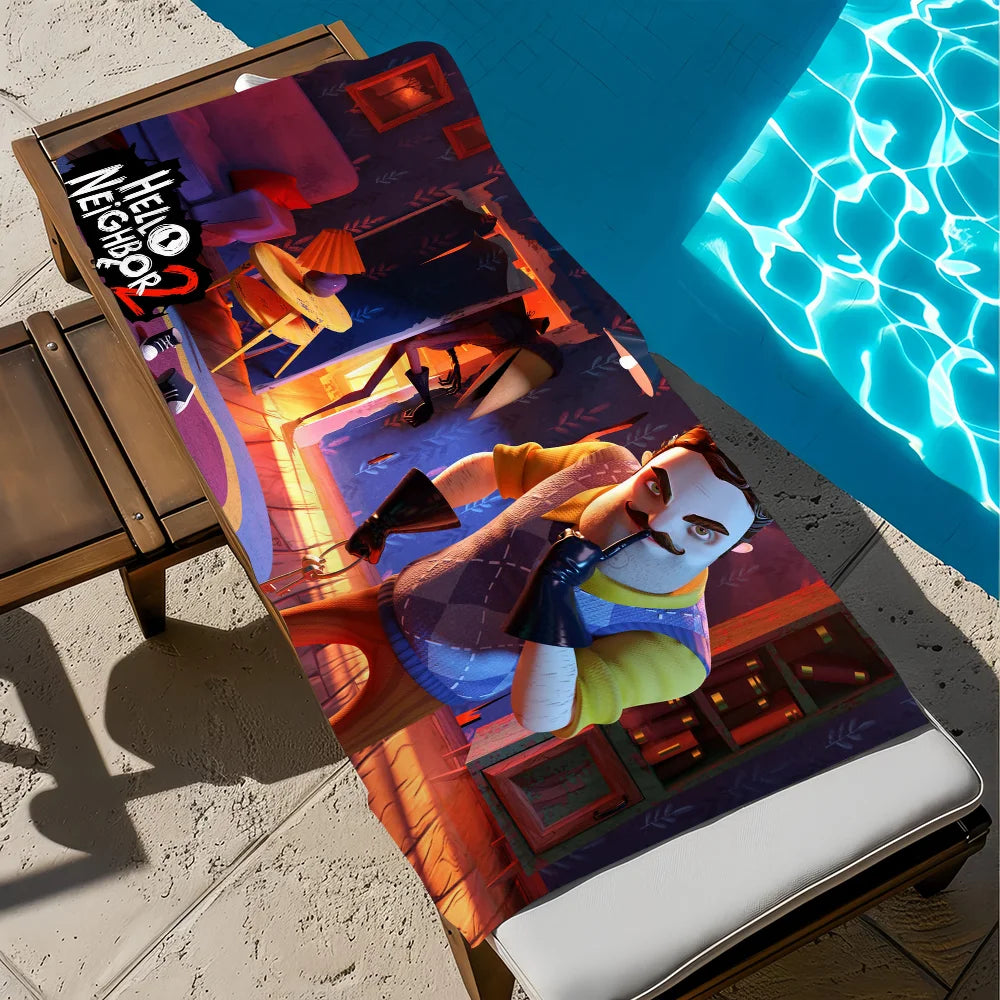 Hello Neighbor Horror Game Quick-Dry Beach Towel | Fun Gift Quick-Dry Beach Towel Peaceful Pleasures Health and Wellness z6 STJ90x180CM