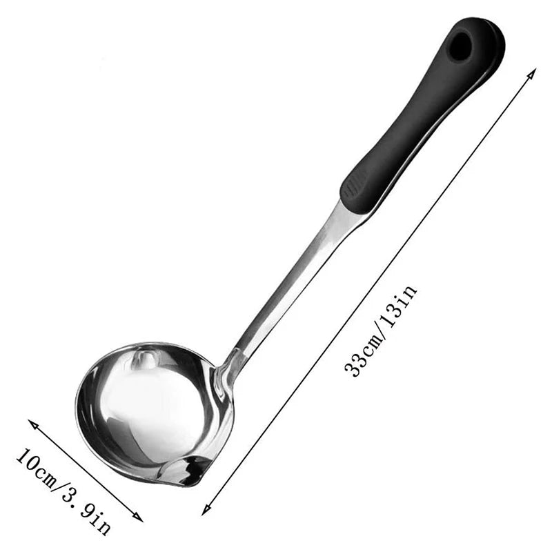 Home Strainer Cooking Stainless Steel Ladle Dinner Tableware Stainless Steel Soup Spoon Large Capacity Peaceful Pleasures Health and Wellness