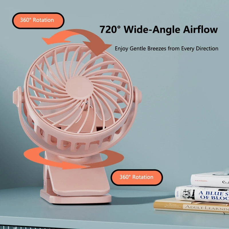 Portable Electric Fan 720° Rotating Hanging Clip Fan With Night Light Rechargeable Air Cooler For Outdoor Camping Fan Peaceful Pleasures Health and Wellness