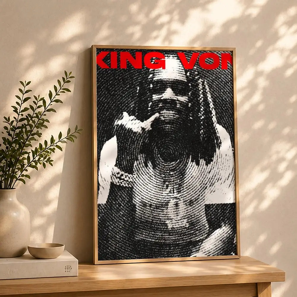 Rapper K-King VonS Poster HD Self Adhesive Waterproof Wall Art Ideal for Home Office Dorm Bedroom Great Gift Peaceful Pleasures Health and Wellness White4 15X20cmNoframe
