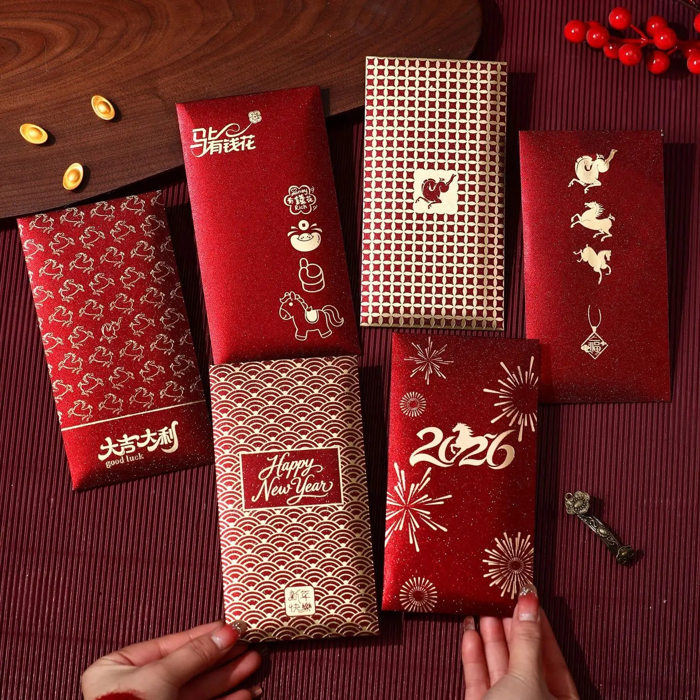 2026 Year of the Horse Red Envelopes 6pcs | Lucky Hong Bao