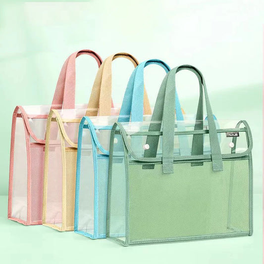 Large Capacity Tote Bag Transparent File Student Textbook Homework Peaceful Pleasures Health and Wellness