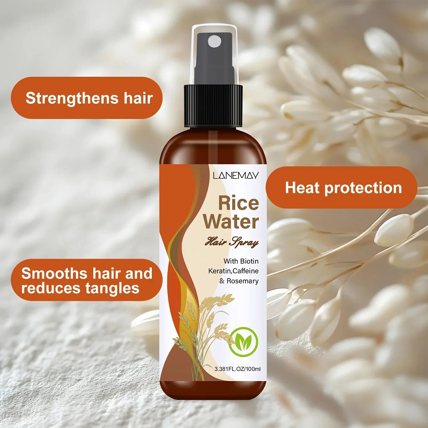 Rice Water Hair Spray – Biotin, Keratin, Caffeine & Rosemary