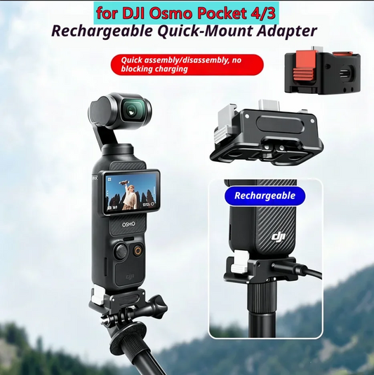 Metal Quick-Release Base for DJI Osmo Pocket 3 & 4 | Charging Camera Mount Adapter Oasis Select