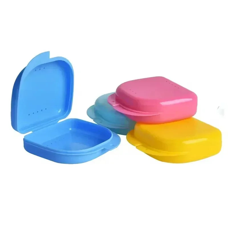 Retainer Case Mouth Guard Case Orthodontic Denture Storage Container Carabiner Hook Air Vent Holes Dental Teeth Retainer Box Peaceful Pleasures Health and Wellness