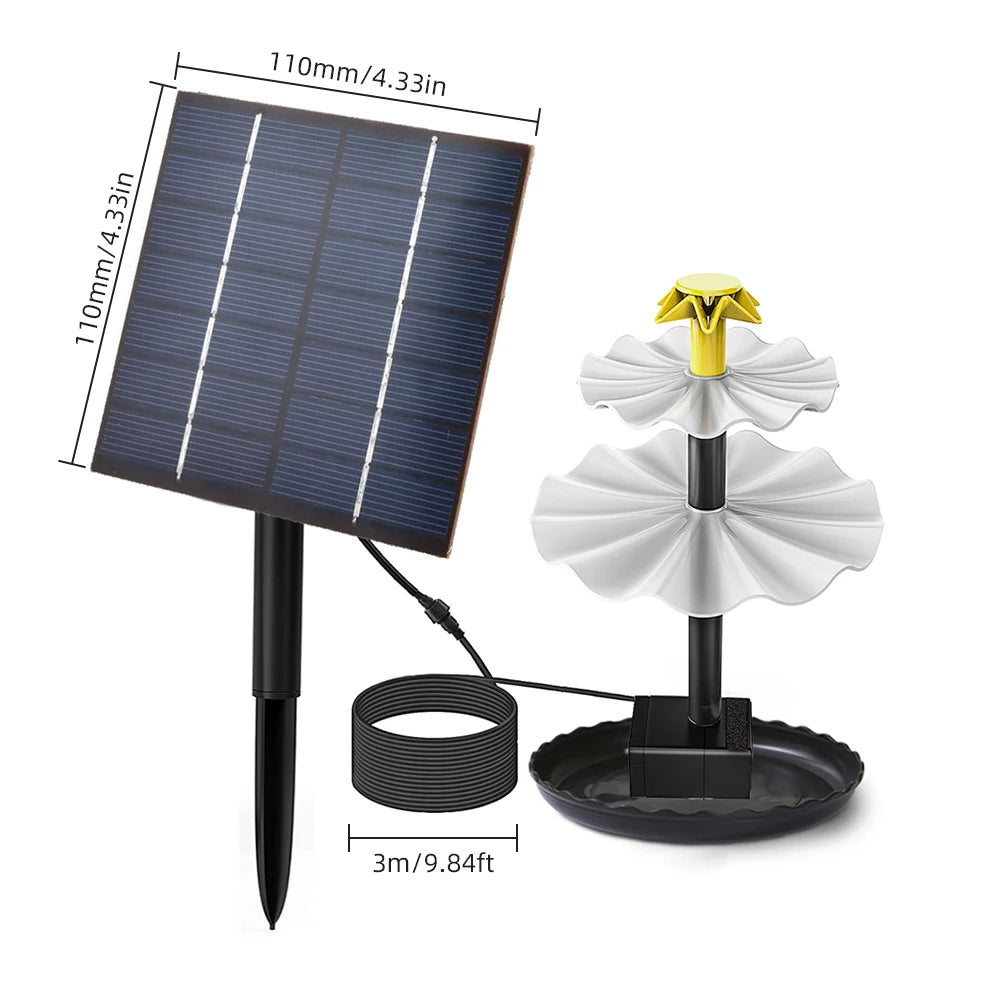 Solar Fountain Pump for Bird Bath with LED Lights Solar Powered Water Fountain Pump for Garden Pond Pool Fish Tank Aquarium Peaceful Pleasures Health and Wellness BSV-SP025A