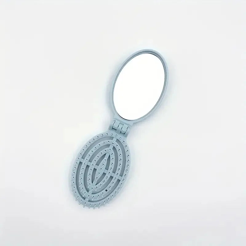 Portable Folding Hair Comb with Mirror | Travel Gift