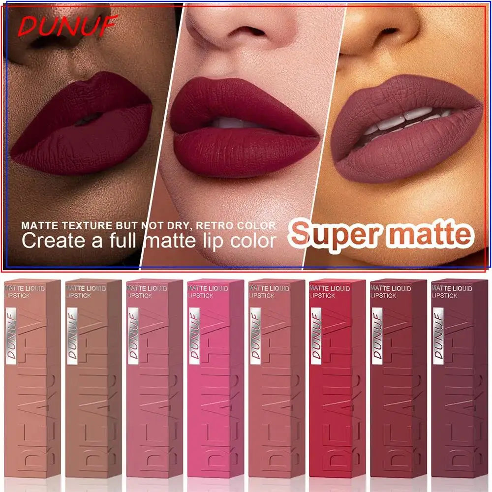 DUNUF 8-Piece Velvet Matte Liquid Lipstick Set – Waterproof