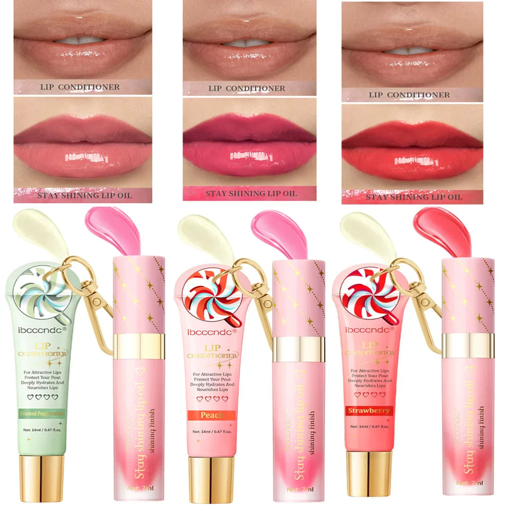 ibcccndc Lip Duo – Lip Conditioner & Gloss Set with Keychain