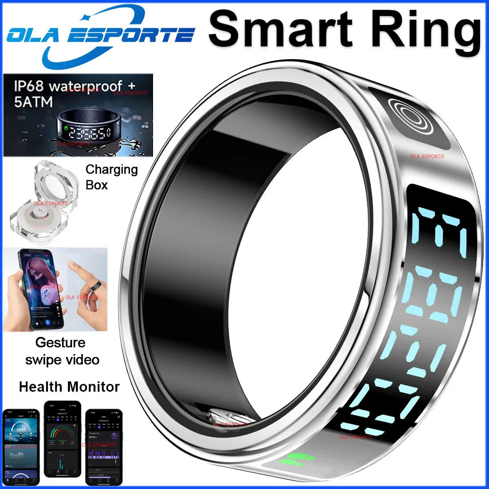 2026 Smart Ring with Touch Display Screen, Wireless Charging, Health Manager, 5 ATM Waterproof For Men Women Smart Rings R12 R08 Peaceful Pleasures Health and Wellness Wh charging box A 11