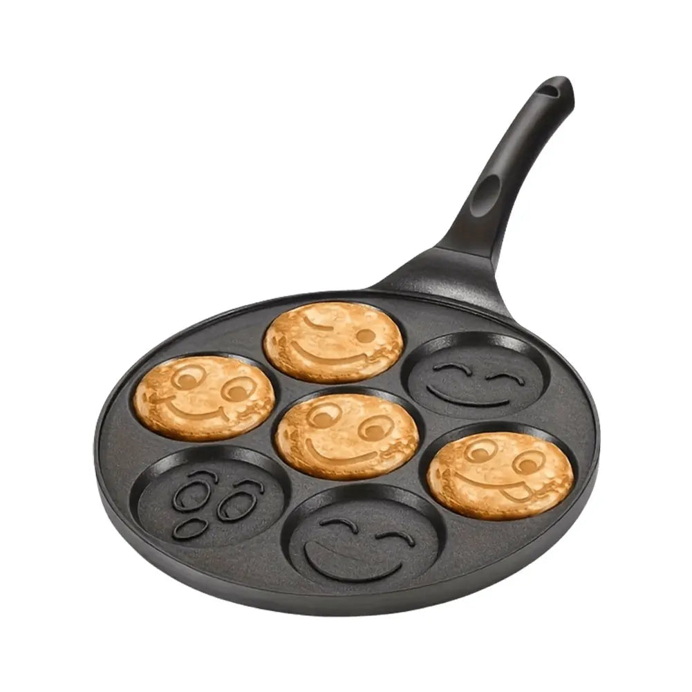 7 Cup Smiley Face Pancake Pan 100% Non-stick Griddle Pancake Maker Pancake Crepe Frying Pan Griddle Mini Pancakes Maker Peaceful Pleasures Health and Wellness A