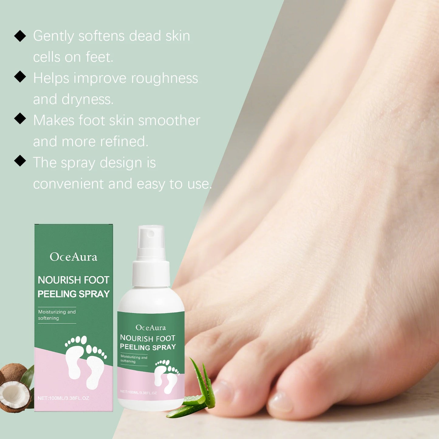 Foot Exfoliating Spray Callus Remover for Cracked Heels Moisturizing Remove Dead Skin Heel Drying Cracked Repair Foot Care Spray Peaceful Pleasures Health and Wellness