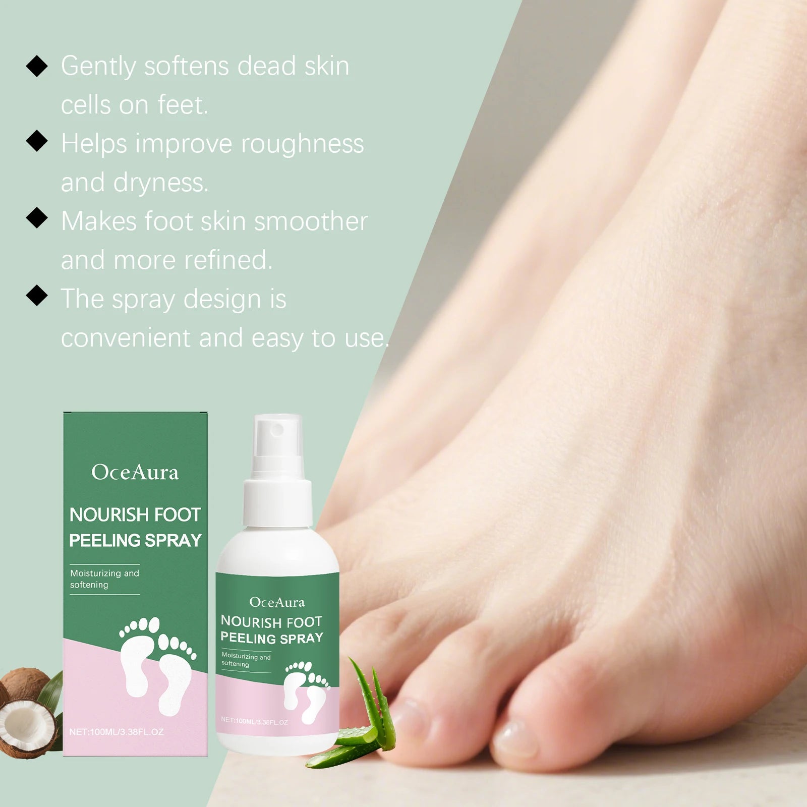 Foot Exfoliating Spray Callus Remover for Cracked Heels Moisturizing Remove Dead Skin Heel Drying Cracked Repair Foot Care Spray Peaceful Pleasures Health and Wellness