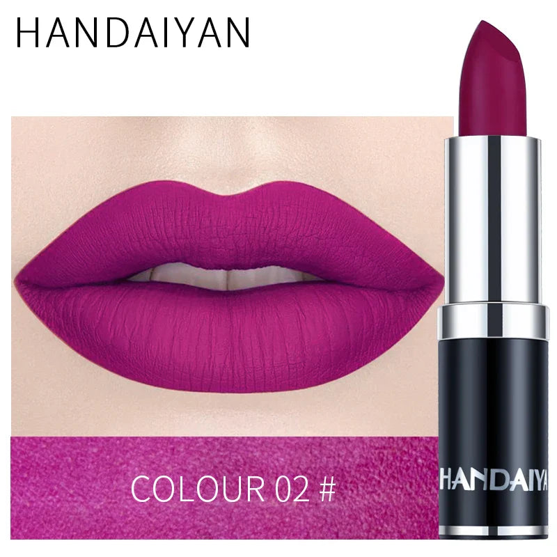 Handaiyan 12-Color Matte Velvet Lipstick – Long-Lasting Coverage